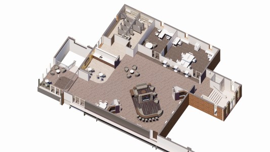 Easy line of sight to the bathrooms and sanctuary creates a more welcoming environment. First Floor Plan